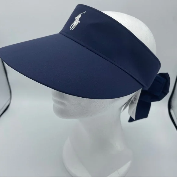 POLO GOLF Ralph Lauren 4-way stretch hat/visor in NAVY/WHITE w/bow closure - Picture 4 of 11
